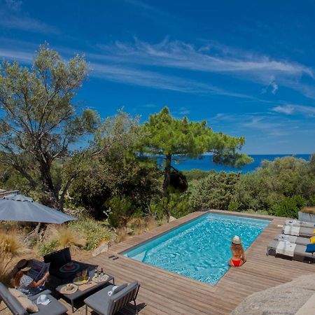 Villa bodri, maison en pierre avec vue mer et piscine chauffée LʼÎle-Rousse Esterno foto