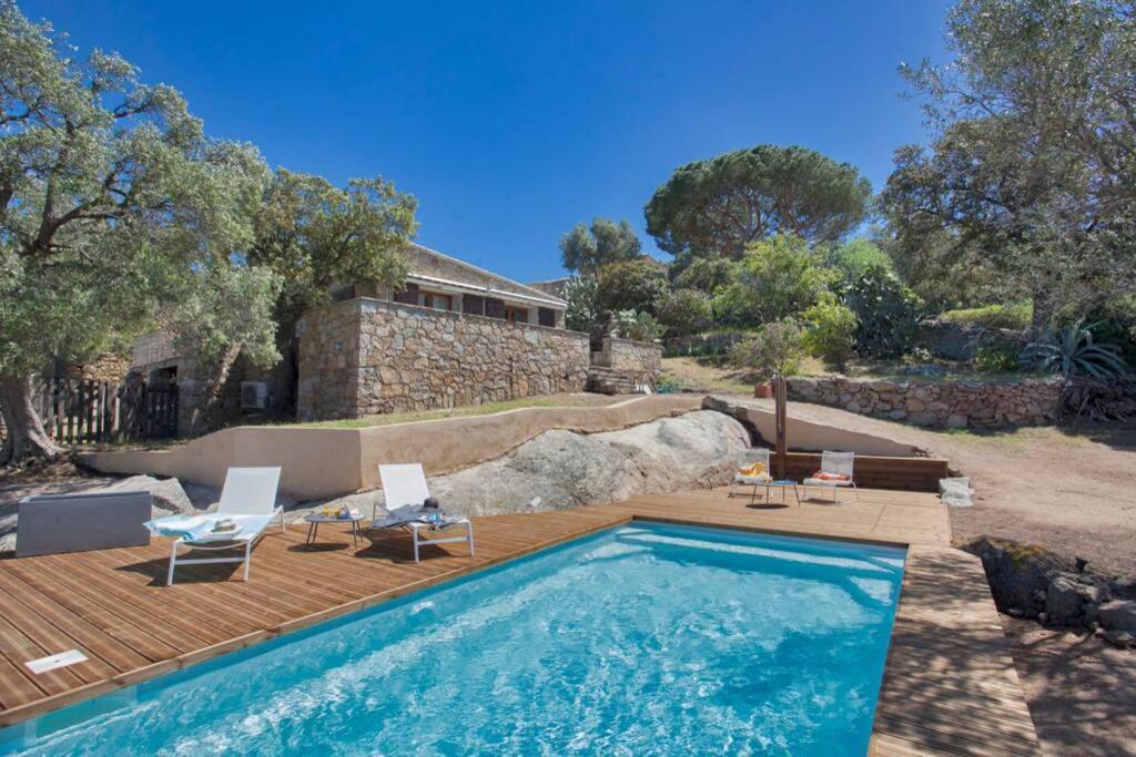 Villa bodri, maison en pierre avec vue mer et piscine chauffée LʼÎle-Rousse Esterno foto