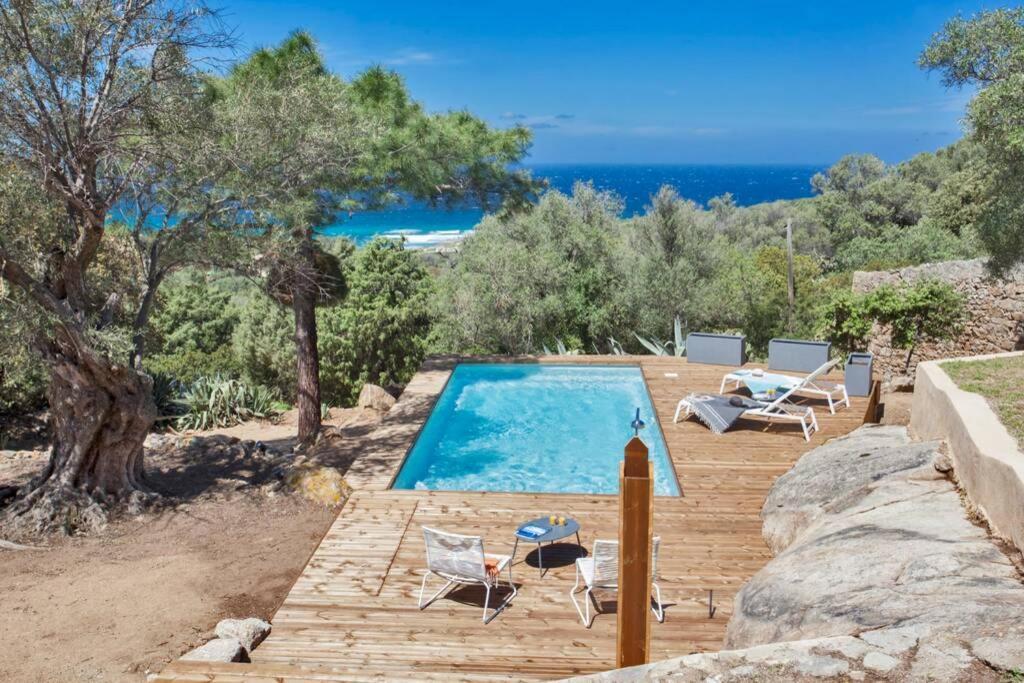 Villa bodri, maison en pierre avec vue mer et piscine chauffée LʼÎle-Rousse Esterno foto