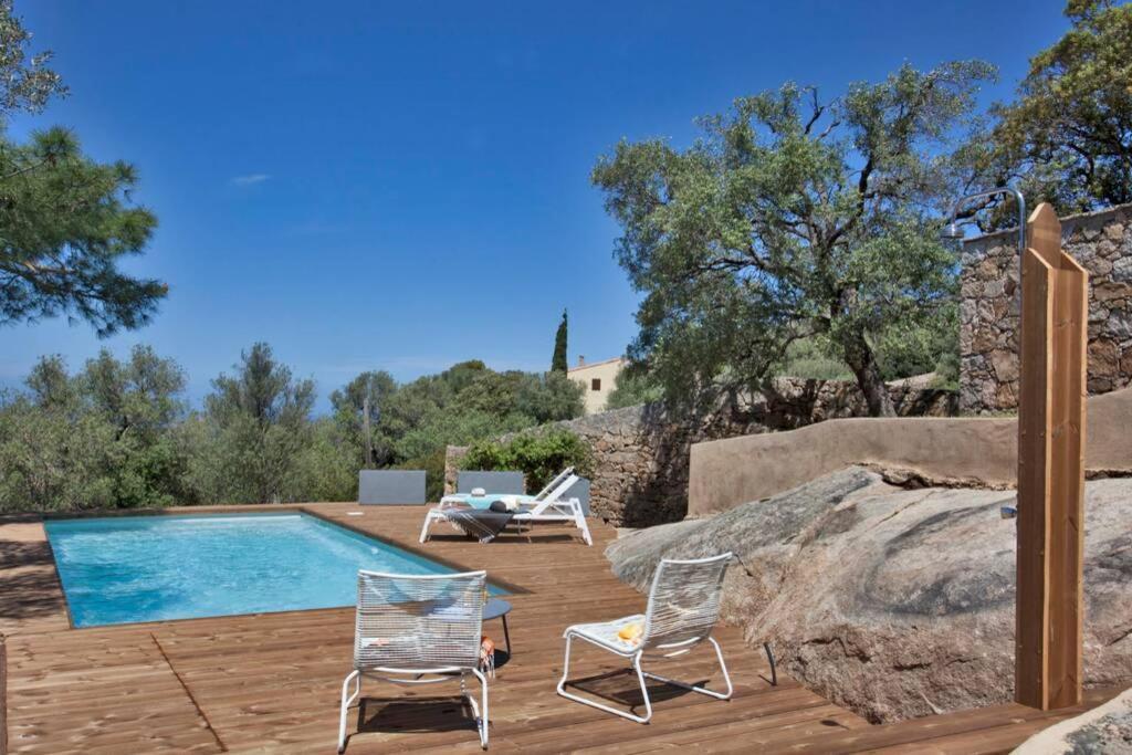 Villa bodri, maison en pierre avec vue mer et piscine chauffée LʼÎle-Rousse Esterno foto